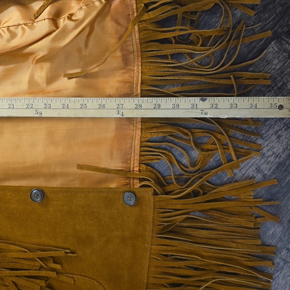 VINTAGE Men’s Fringe Suede Jacket - Burnt Orange Brown Sz‎ L / XL - Picture 4 of 14